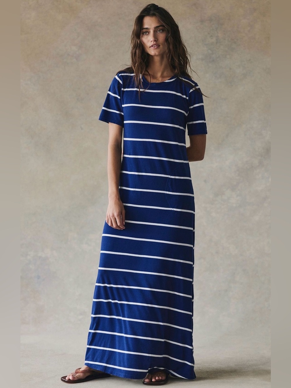Free People Sleek and Striped Cotton-Jersey Maxi Dress - Picture 2 of 11